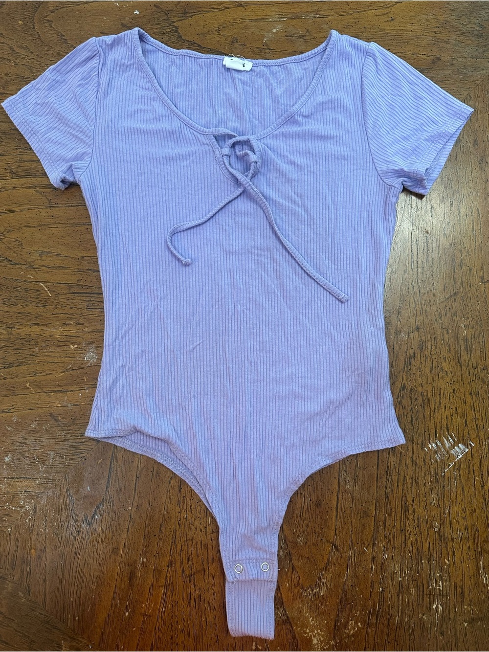 Garage Lavender Ribbed Tie-Front Bodysuit